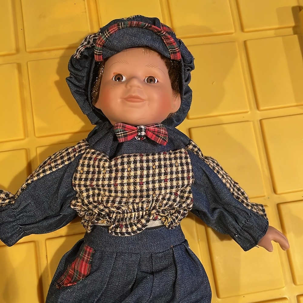 Vintage Porcelain Boy Doll 14” with porcelain face, hands, and legs. - Picture 2 of 3